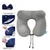 Almofada inflável em forma de U, travesseiro de pescoço inflável portátil para viagem, uma ferramenta mágica para dormir para trens de alta velocidade e aviões, almofada inflável em forma de U para voos de longa distância