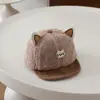Sombrero infantil de ala suave para exteriores, sombrero de felpa cálido para bebé de otoño e invierno transfronterizo, gorra de pico de gatito dulce coreana