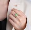 Anillo Rotatorio de Ojo de Gato Verde de Cuatro Hojas Estilo Nuevo Europeo y Americano para Mujer Estilo ins Anillo de Apertura de Moda Versátil