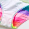 Novo Maiô Biquíni Assimétrico Listrado Arco-Íris para Meninas Estilo Coreano Conjunto de Biquíni de Duas Peças