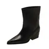 Botas de Punta Francesa de Caña Recta Adelgazantes para Mujer 2026 Otoño/Invierno Nueva Llegada Rojo Ankara Talla Grande Botas Largas Botas de Tacón Grueso