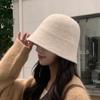 Chapéu Bucket de Lã de Cordeiro para Mulheres, Estilo Coreano de Inverno, Chapéu Cloche de Tricô Versátil, Afina o Rosto, Quente, Protege as Orelhas, Chapéu de Pescador