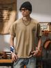 Camiseta blanca de manga corta holgada de 260 g para hombre, nueva marca de moda de verano 2024, color café claro.