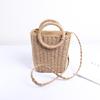 Nuevo Estilo Coreano Estilo Mori Bolso Pequeño Bolso Tejido Bolso de Paja para Mujer Hecho a Mano Simple Bolso de Paja Bolso Cruzado Bolso de Playa para Vacaciones