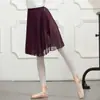 Vestido de Ballet em Chiffon com Cadarço, Saia de Comprimento Médio, Saia de Prática para Professor de Dança, Saia de Gaze que Marca a Cintura, Saia de Dança, Feminino e Elegante
