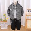 Chaqueta de Mezclilla Guapa para Niños 2025 Primavera y Otoño Nueva Ropa Moderna para Niños Traje Casual de Tres Piezas para Bebé Niño