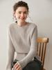 Suéter de Cachemira de Cuello Redondo con Trenzado de Doble Hebra para Mujer 25 Otoño e Invierno Nuevo Suéter Holgado de Punto para Fondo Suéter de Punto con Abertura a la Moda