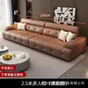 Sofá modular minimalista italiano, design moderno em blocos de linhas retas com apoio para os pés, assento largo e profundo sofá de couro para a sala de estar