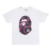Camisetas de Marca de Moda Transfronteriza para Parejas para Hombres y Mujeres, Camiseta de Manga Corta con Cuello Redondo y Letras Digitales para Hombre, Cabeza de Mono Bape, Camiseta de Manga Corta para Mujer de Comercio Exterior