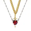 Nuevo Set de Colgantes Creativos de Pareja con Flecha Atravesando Corazón Daga de Amor Diamante Cadena Clavícula Regalo de San Valentín Collar