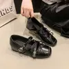 Sapatilhas Prateadas Aumentadoras de Altura para Mulheres, Novidade Primavera 2026 Estilo Francês com Laço Sapatos Mary Jane, Sapatos Planos de Tamanho Grande para Mulheres