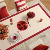 Mantel Rojo de Año Nuevo, Impermeable, Resistente al Aceite, No Lavable, Mantel Antiescaldado, Mantel Protector de Mesa de Centro con Ambiente Festivo
