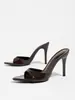 Tacones 25 Llegada Nueva de Verano Punta Fina Punta Abierta Tacón de Aguja Tira Única Chanclas Moda Exterior Versátiles Frescas Sandalias Ventilador