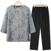 Conjunto de atuendo de verano para abuela para mujer, conjunto de dos piezas de primavera para madres de mediana edad y mayores, camisa y pantalones para señora mayor, ropa para personas mayores