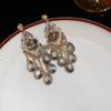 Pendientes de borla con forma de mariposa rosa y circonita plateada, elegantes y lujosos, para mujer.