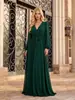 Vestido de fiesta elegante de manga larga con cuello en V para mujer, de comercio exterior europeo y americano de Amazon, con cinturón en la cintura y diseño largo y fluido