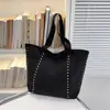 Bolso de Hombro Grande de Lona Nuevo y Simple Transfronterizo Bolso de Mano de Hombro Único Bolso de Hombro Único con Remaches de Venta Caliente Bolso de Axila Retro