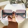 Gafas de Sol Cuadradas Mismo Estilo Xiaohongshu para Mujer, Gafas de Sol de Alta Gama Estilo Ins sin Montura Bordes Cortados de Moda