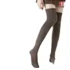 Calcetines hasta la rodilla para mujer, calcetines de tubo alto cálidos de invierno para pantorrilla, calcetines de compresión largos de rizo engrosados, calcetines apilados, calcetines elásticos