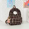 Mochila Escolar Versátil Retro Estudiante de Secundaria Femenina Otoño e Invierno Nueva Mochila Cuadros Coreanos Color Sólido Mochila para Estudiante Universitario y Viajero