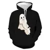 2024 Transfronterizo Nuevo Estampado de Halloween Alrededor de Hombres y Mujeres Manga Larga Casual Moda Deportiva Sudadera con Capucha Divertida Suéter