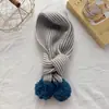 Gola de Tecido Listrada Colorida Artística Retrô Cachecol de Tricô com Personalidade Estilo Lã Infantil Outono Inverno Masculino Colisão de Bolas Feminina