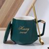 Taza de cerámica creativa Diamond nueva con tapa cuchara taza de café de alta calidad del norte de Europa regalo de lujo ligero taza clásica