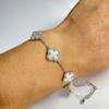 Pulseira Trevo de Quatro Folhas de Concha Natural Luxo Acessível Pulseira Trevo de Quatro Folhas da Sorte Cinco Flores High-End Pulseira de Zircônia 3A Estoque Pronto