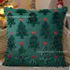 Capa de Almofada de Pelúcia Bordada com Laço de Natal Bordado de Árvore de Natal Capa de Almofada de Encosto de Sofá para Sala de Estar Festa de Fim de Ano