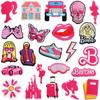Barbie boneca rosa bordado adesivos de pano veículo off-road Castelo dos desenhos animados adesivos patch decoração bolsa decoração computador bordado logotipo