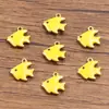 10 Pingentes de Aço Inoxidável Multicor Dourado Dupla Face com Gotejamento de Óleo Peixe, Caranguejo, Golfinho, Coral, Cavalo-marinho para Uso Diário na Moda