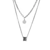 Joyería Transfronteriza Acero de Titanio Collar de Cintura Pequeña para Mujer Tendencia Doble Capa Apilado Ligera Lujo Nicho Diseño Cadena de Cuello Accesorios para Sudaderas