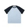 Ag260G Camiseta de Manga Corta Raglán de Algodón Puro de Peso Pesado para Hombre Verano Deportes Juveniles Casual Cuello Redondo Camisa Holgada