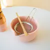 Tazón de té japonés Nuevo Rosa Hecho a mano Retro Roscado Tazón de Matcha Cerámica Tazón de Burbuja Seca Herramienta de té Accesorios