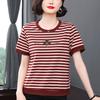 Camisetas de Manga Corta a Rayas de Talla Grande para Madres de Mediana Edad y Mayores Ropa de Verano para Mujer Nueva Moda Tops Casuales Holgados