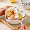 Cuenco Cerámico Creativo de Lujo Ligero de Moda, Cuenco de Diamante Rosa con Forma de Corazón, Cuenco para Ensalada de Frutas, Cuenco Personalizado para Sopa con Forma de Corazón