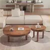 Mesa de centro de madera maciza, diseño retro minimalista moderno, mesa de té pequeña de madera para sala de estar en casa, mesa de té redonda para el ventanal