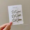 Pinza Plateada Metálica Y2K Dulce y Fresca Montada en Tarjeta para el Lado del Cabello Flequillo Femenino Pinza de Pato de Cinco Puntas Tocado
