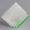 Bolsa de Hojas Sueltas Transparente con Cremallera y Agujeros de Lentejuelas A4A5A6 Bolsa para Documentos Impermeable Esmerilada Ecológica Bolsa para Documentos con Separadores