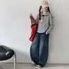 Conjunto de outono para meninas 2026 novo conjunto de duas peças super fofo estilo coreano com calça jeans de perna larga para meninas mais velhas