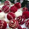 Decoração de Natal Transfronteiriça Bola Decorativa Pintada Aveludada 8cm Decoração de Árvore de Natal Vinho Tinto Atmosfera Festiva Enfeite Pendente
