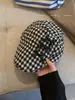 Gorra de Visera Delantera Cuadros Lindo Estilo Coreano de Nicho Primavera y Verano para Mujer, Boina de Pico de Pato de Gama Alta Diaria