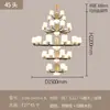 Araña de latón macizo y madera estilo chino para sala de estar, iluminación simple y elegante de nuevo estilo chino para villas chinas de alta gama, comedores y dormitorios
