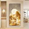 Arte de Pared Moderno de Lujo Ligero para Sala de Estar y Pasillo con un Toque de Alta Gama, Pintura para Puerta de Entrada con Motivo de Montaña para una Sensación de Estabilidad, Pintura Decorativa para Vestíbulo