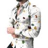 Comércio Exterior Transfronteiriço Cardigã Longo Masculino com Estampa Digital 3D Outono e Primavera Novo Manga Longa Tamanho Plus Size Camisa Solta Masculina
