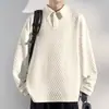 2025 Nuevo Suéter Jacquard con Textura de Primavera, Cuello Solapa, Manga Larga para Hombre, Cuello Polo, Jersey, Camisa Base Interior, Chaqueta