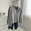 Suéter Cardigan Transfronterizo 2026 con Cuello Alto y Doble Cremallera para Mujer, Tejido de Canalé Elegante con Botones, Abrigo Suéter de Otoño e Invierno