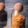 Frasco sellado con tapa redonda de bola para cocina, resistente a altas temperaturas, para almacenar té y granos de café, botella de vidrio con tapón de corcho, frasco de almacenamiento de grado alimenticio