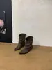 [] Botas Femininas Estilo Europeu Salto Grosso Bico Fino Pregueadas Meia-Canela Empilhadas 2026 Novas Emagrecedoras Temperamento Botas Femininas