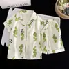 Pijama Popular Lindo de Dibujos Animados de Estrella para Niñas, Manga Corta de Verano Nuevo Algodón Nube Rayado Conjunto de Ropa para el Hogar Venta al por Mayor